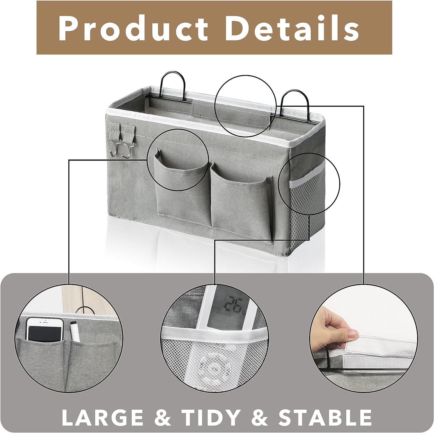 2PCS HANGING BASKETS FOR ORGANIZING,FABRIC WALL STORAGE BASKET,WALL ORGANIZER FOR CLOSET,KITCHEN, BEDROOM, OFFICE,