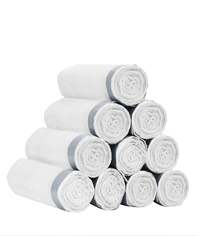 HDPE Material Recycled Drawstring Garbage Bags 10 - 25MIC White Color