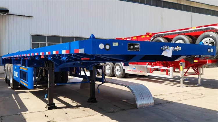 China CIMC tri axis tow for heavy duty 20 or 40 feet equipment air suspension van cargo transporter tank semi flatbed trailer