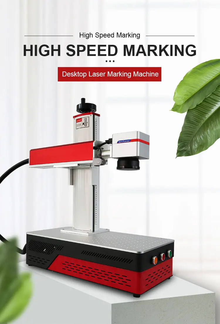 Fiber Laser Marking Machine Desktop MAX Raycus JPT 20W 30W 50W With Rotary Axis