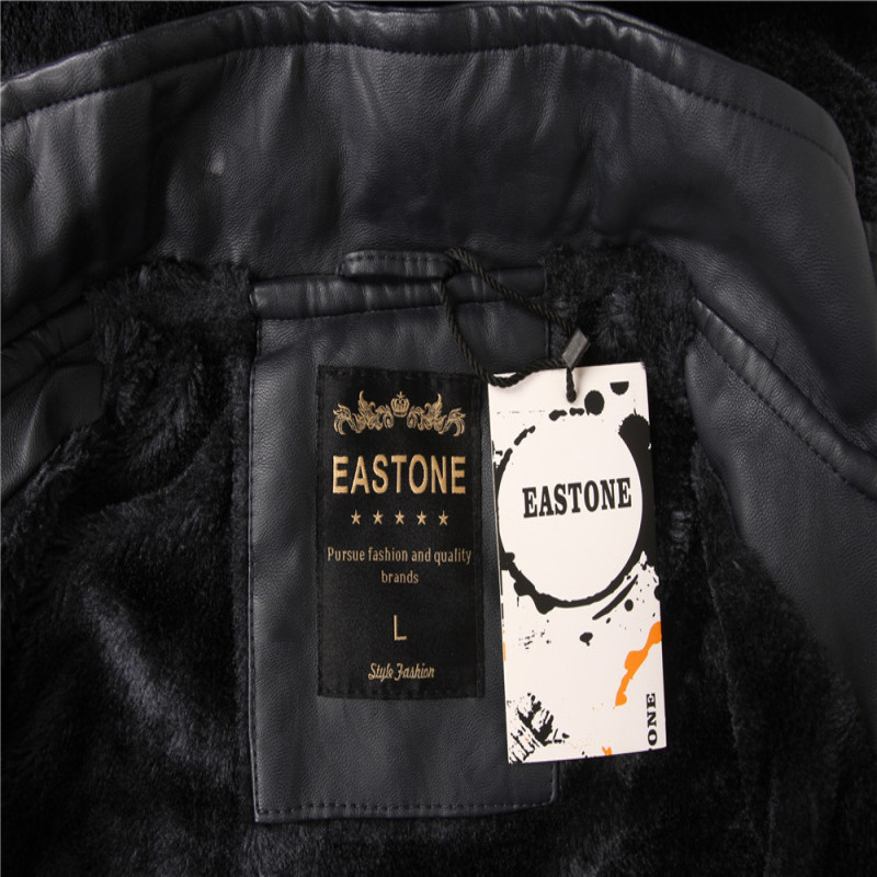 Men'S High Quality PU Coats Hooded Jacket Plush Fur Coat keep warm Windbreak