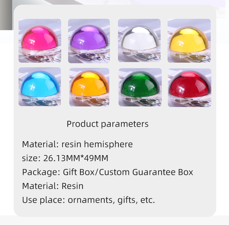 Custom acrylic resin colored solid dome hemisphere half ball for kids toy bricks building blocks