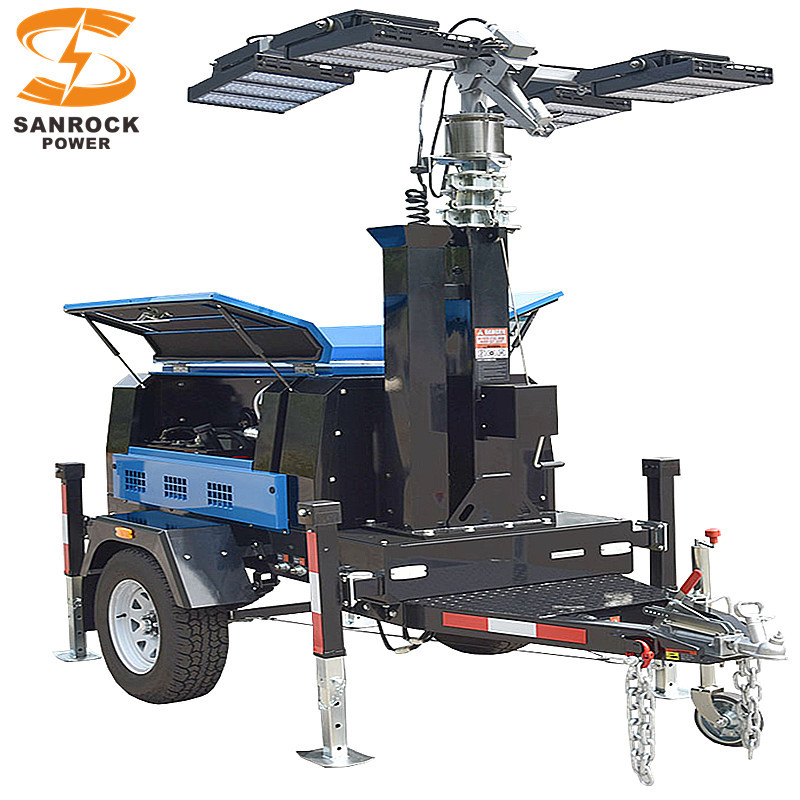 Large Luminous Flux Diesel Operated Mobile Flood Lights For Industrial 6kw/7.5kw