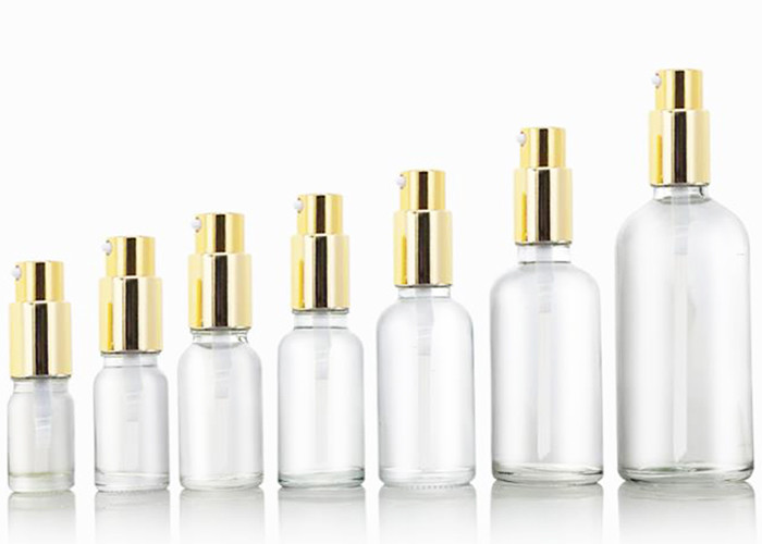 5ml - 100ml Glass Cosmetic Bottles With Premium Gold Push Button Dropper Cap