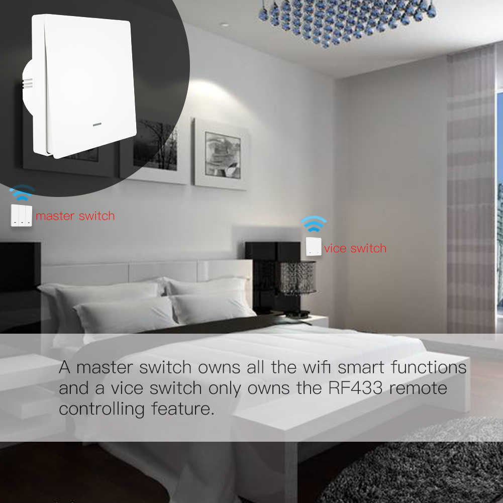 1 2 3 4 Gang Smart Light Push Button Switch With Remote Tuya Remote Control Home Wall Light Switch