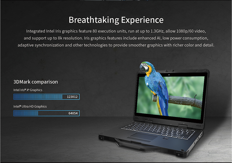 Rugged 13.3 Inch Core i7/I7 5g Touch Laptop with Anti-Peeping Camera and Fingerprint