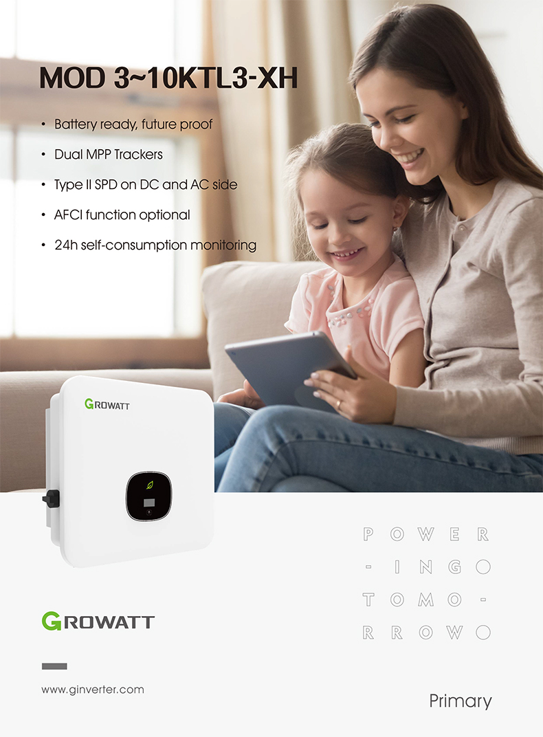 Growatt 6kw Inverter Mod 6000tl3-xh Solar Hybrid Inverter With Mppt Charge Controller And Wifi