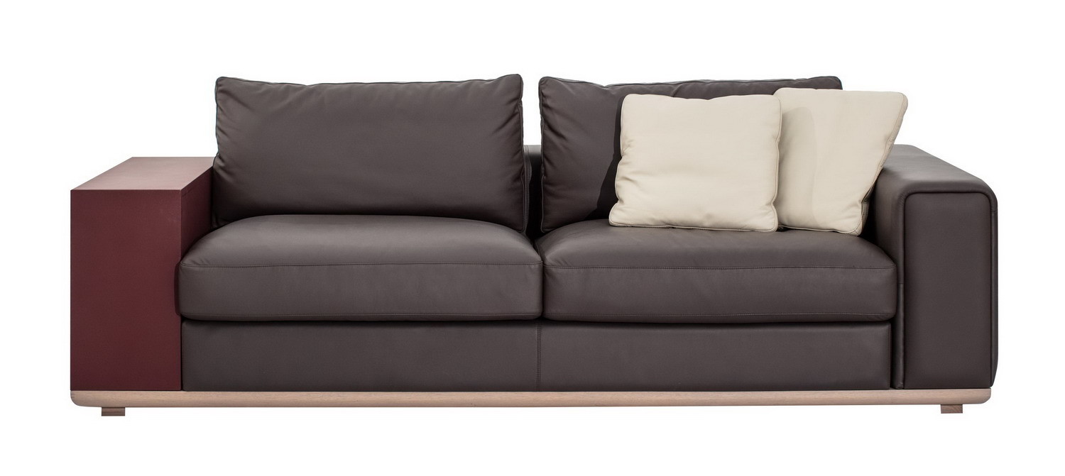Italy cow leather sofa set for Living room seating furniture with wood painting chest Customized for Villa house Lobby