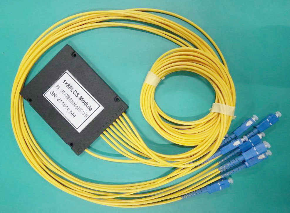 1 × 8 PLC Fiber Optic Splitter ABS Package Low Polarization Dependent Loss