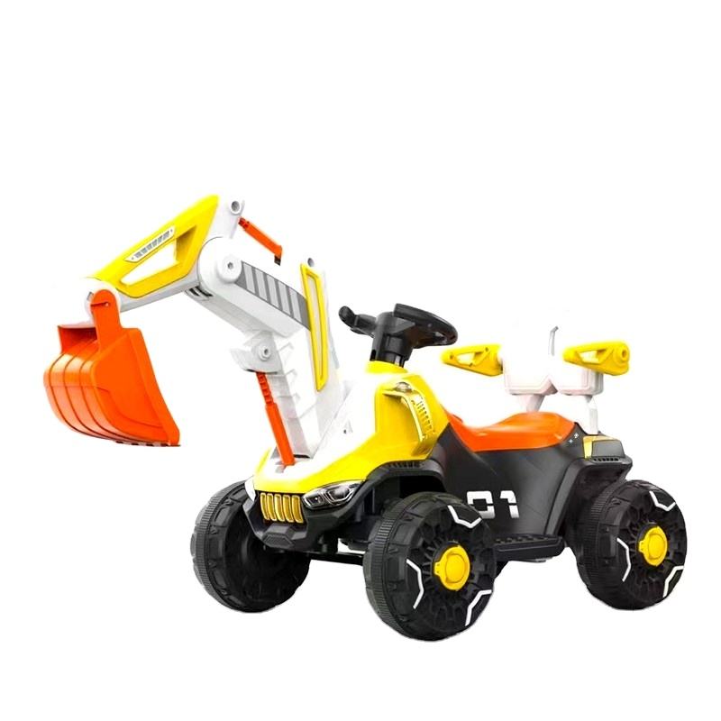 LED Headlights and Dynamic Music Ride-On Construction Truck Car for Kids in Orange