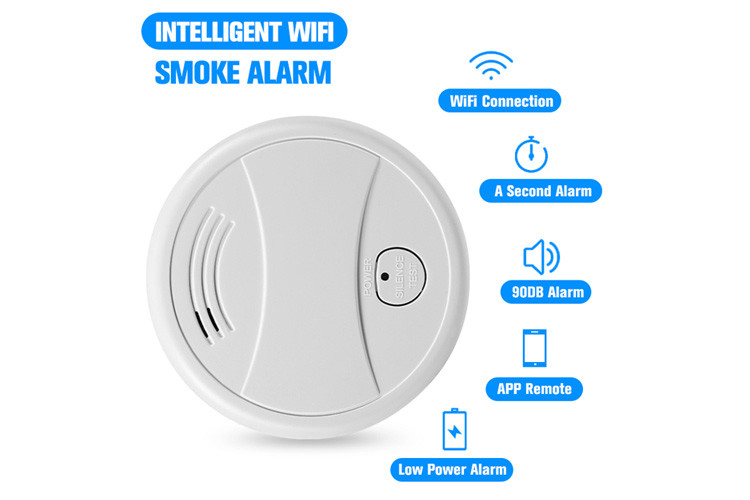 90db Wifi Gas Smoke Alarm Detector , Battery Operated Smoke Detectors