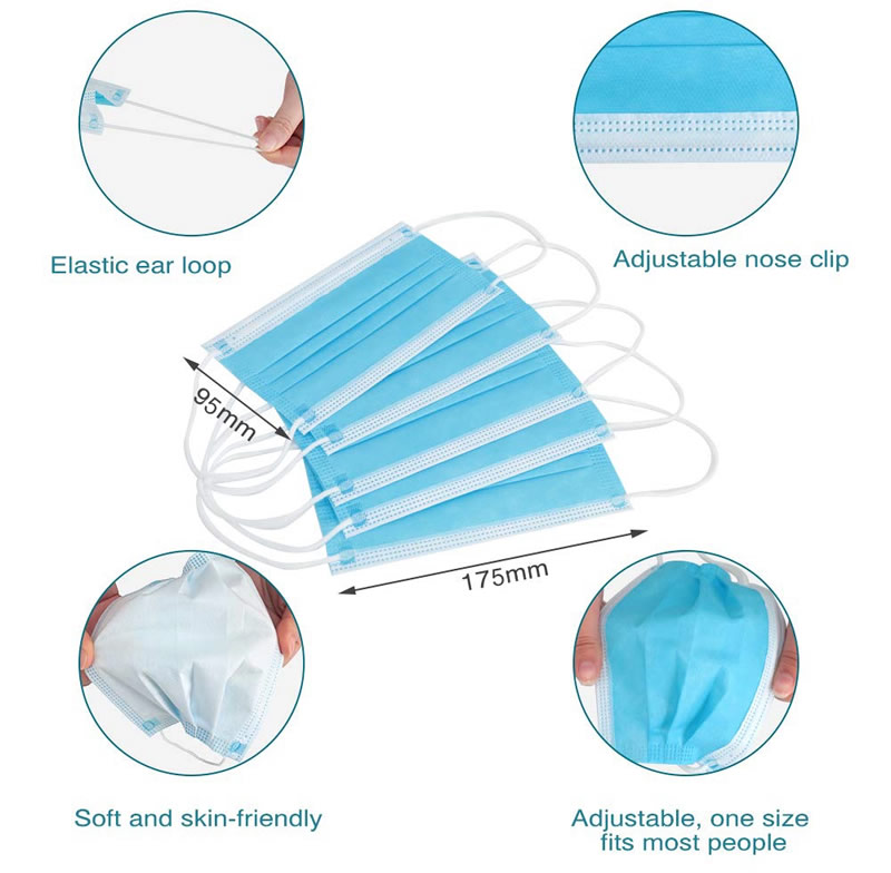 CE FDA Approved Manufacturer Wholesale Cheaper Than N95 Anti Virus FFP2 Civil Earloop 3 ply Disposable Face Mask