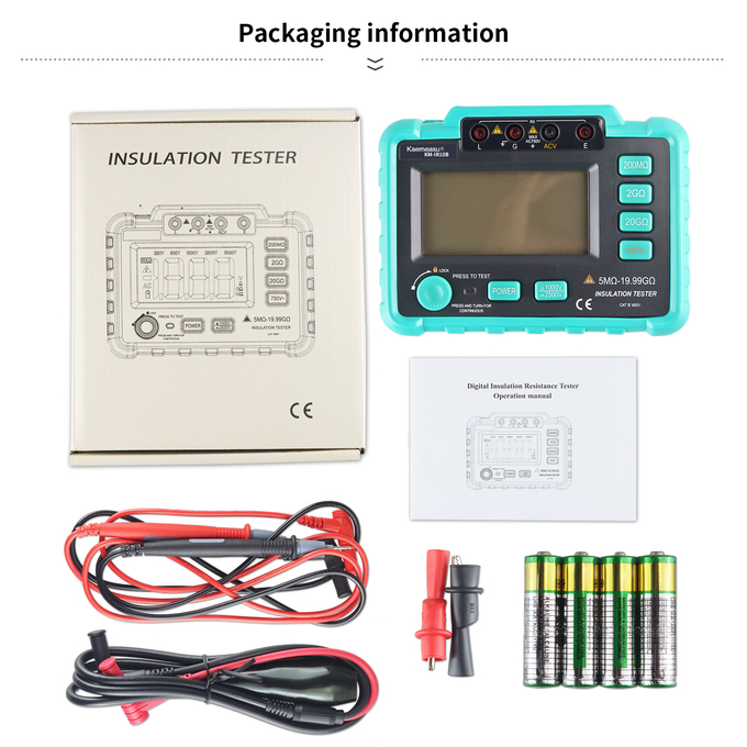 kaemesau Insulation Resistance Tester 1000V 2500V Overload Protection Digital Insulation Resistance Tester IR10B