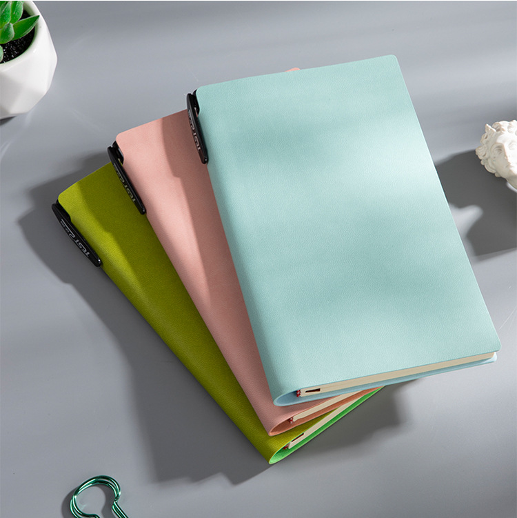 Customized Paper Business Logo Printed Debossed Soft Black PU Planner A5 Leather Notebooks
