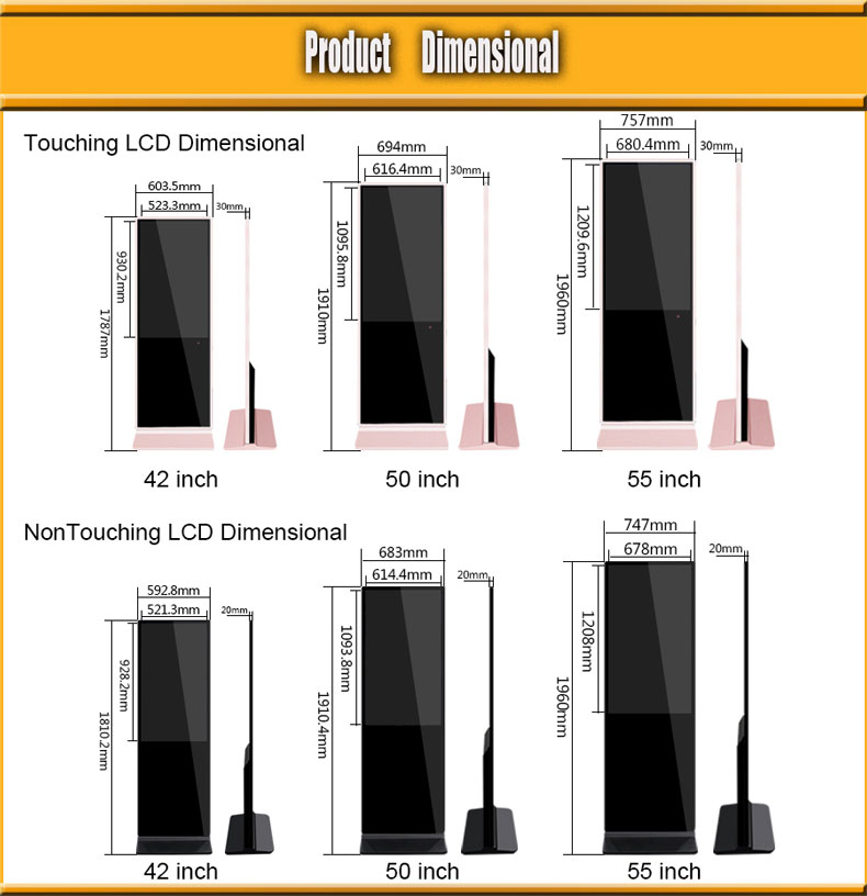 Digital-LCD-signage-dimensional