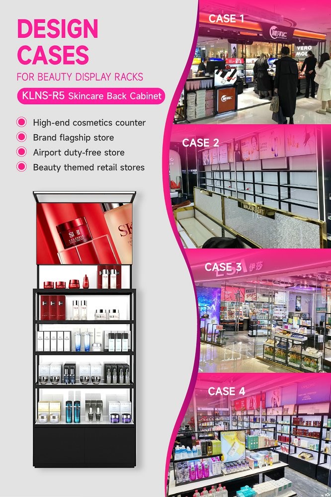 KLNS-R5 Adjustable Shelves Skincare Display Cabinet with 5mm Thick White Glass