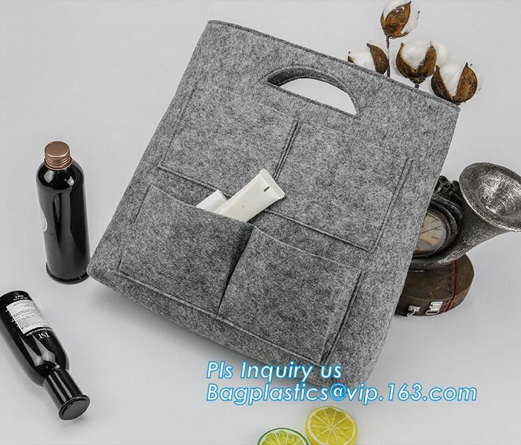 Eco-Friendly Grey Reusable Felt Grocery Shopping Handbag Tot Bag For Women Men,Mesh bags,Shopping bags, Drawstring bags,