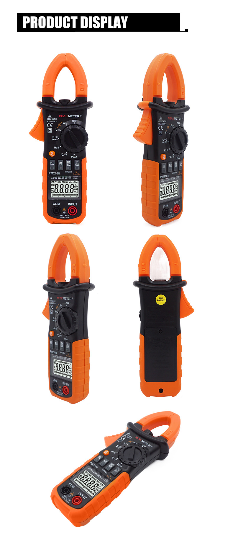 AC/DC Digital 6000counts Clamp Meter With Ammeter Diode Test Ohmmeter Measurement