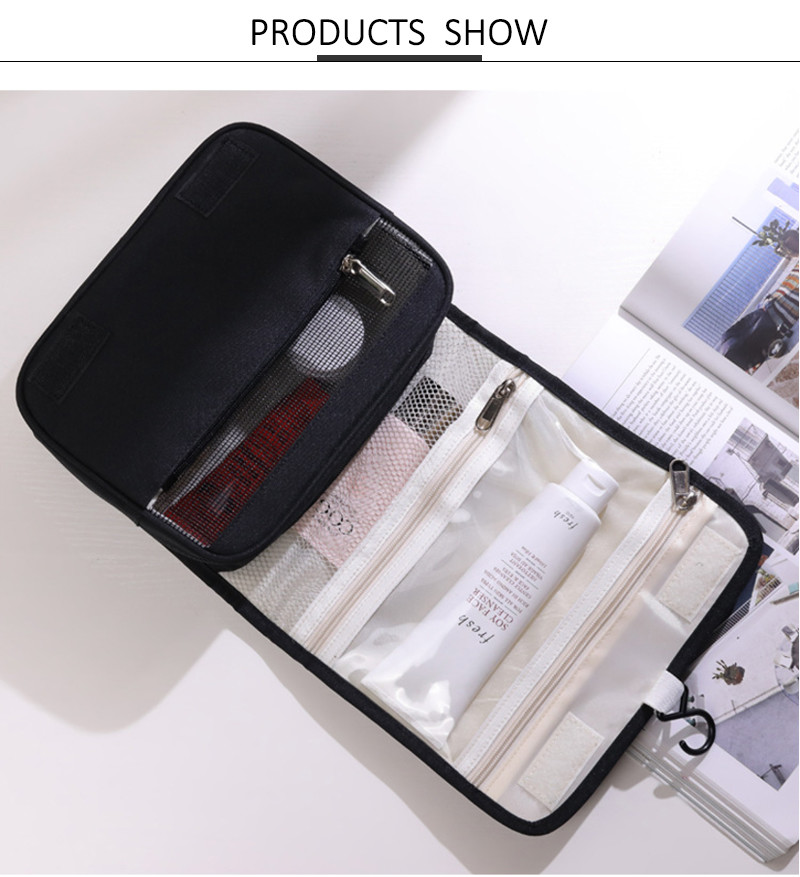 Waterproof Depth 10cm Cosmetic Makeup Bag With Plastic Hook