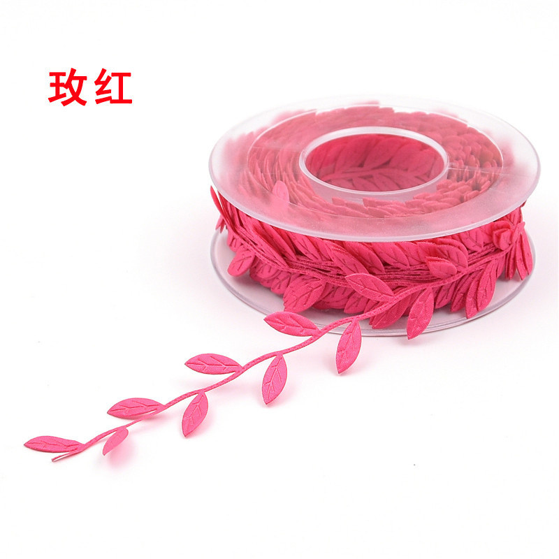 Polyester Leaf Ribbon Ultrasonic Red Poly Ribbon For Wedding Decoration