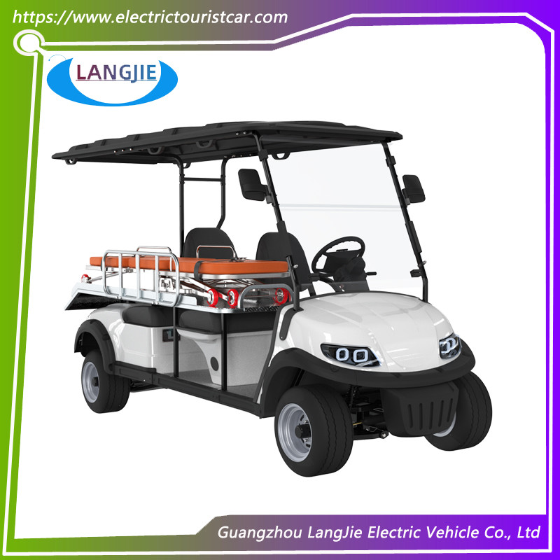 2 Seats+1 Bed Electric Golf Carts AC Motor 5KW Electric Ambulance Car For Hospital
