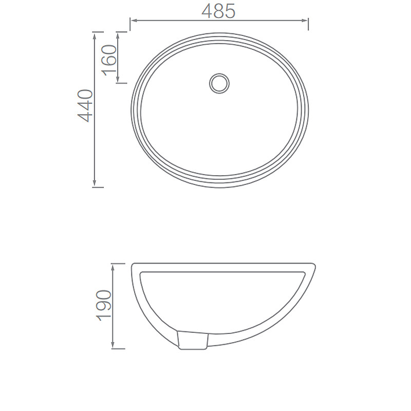 White Glazed Under Counter Basin 585x470x220mm Sanitary Ware