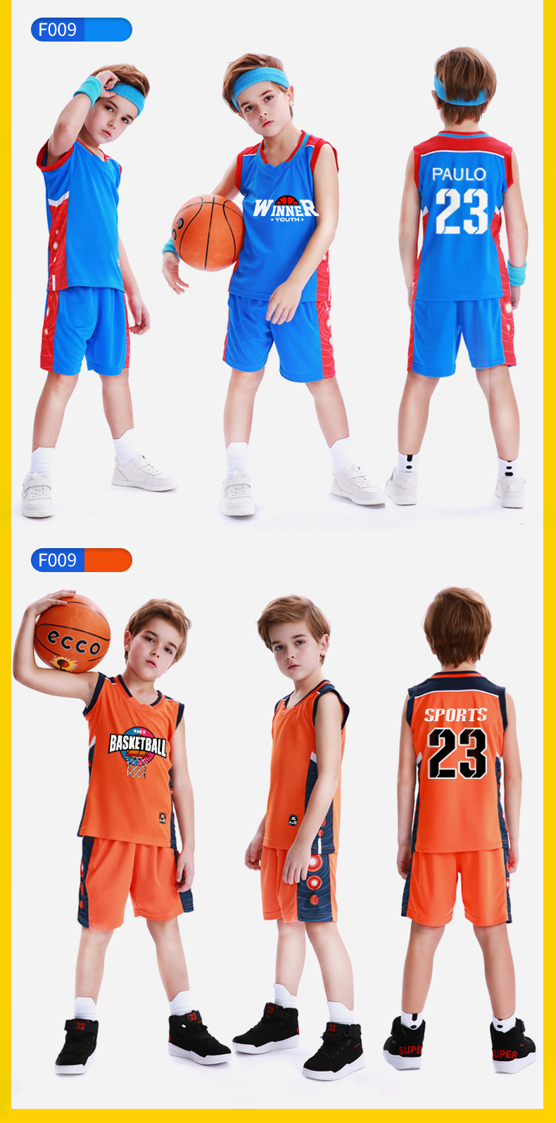 Children's basketball suit boys and girls primary and secondary school breathable fast drying sports training team jersey custom