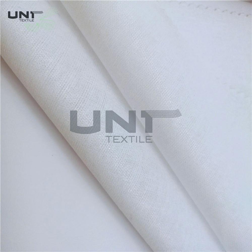 Eco Friendly Woven Fusible Interlining Double Dot 100% Polyester Adhesive