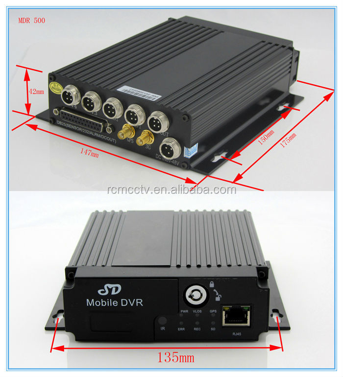 4CH SD Card Mobile DVR Vehicle MDVR with H.264 Compression Format and Recording
