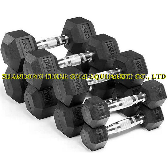 Weightlifting Hex - type Rubber Dumbbells 0