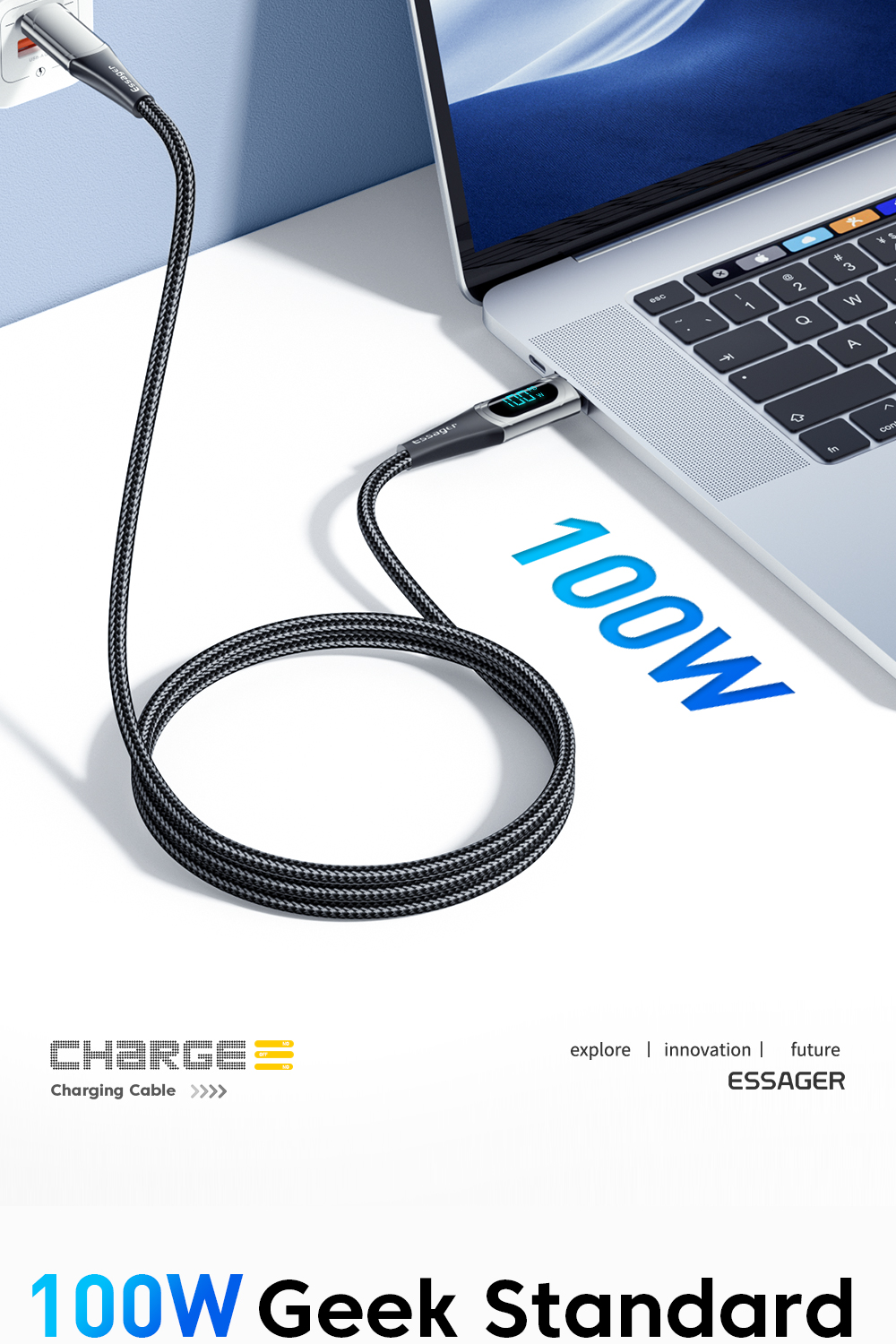 Digital Display PD QC3.0 Type C To Type C USB Cable 20V/5A 100W For Mbk Xiaomi