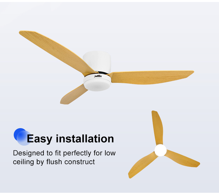 1stshine LED Ceiling Fan Low Ceiling DC Motor 3 Color Blades Water Transfer Printing