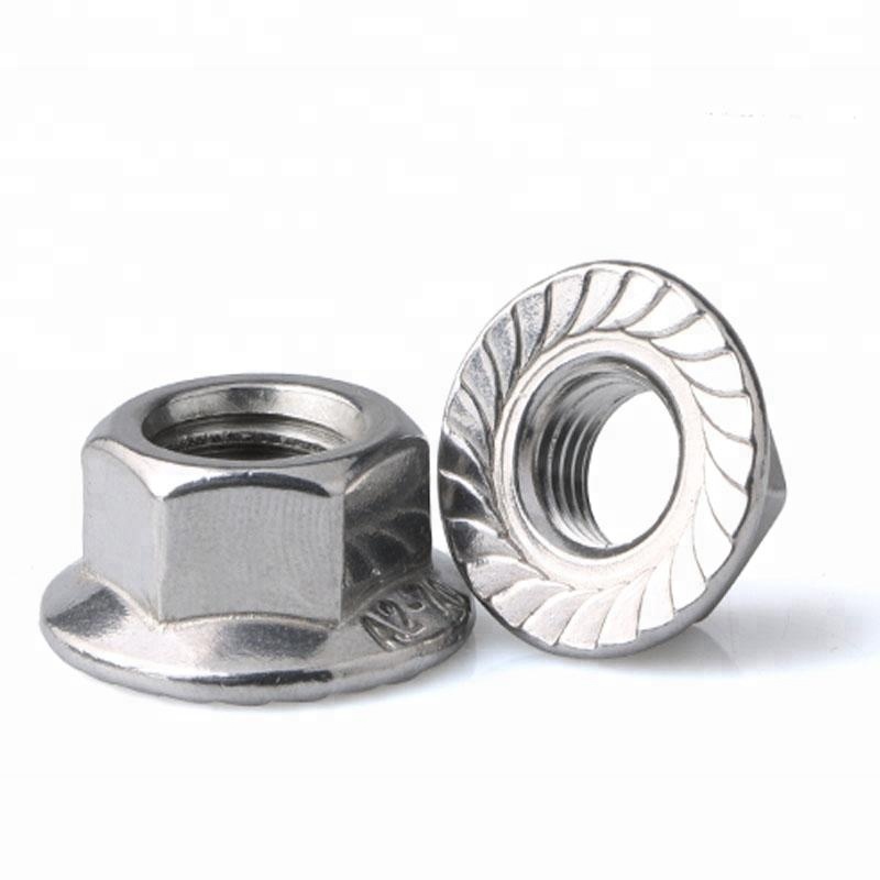 Polished Finish Flange Nut DIN6923 with Gasket Serrated Nut Anti Slip White Colored Zinc
