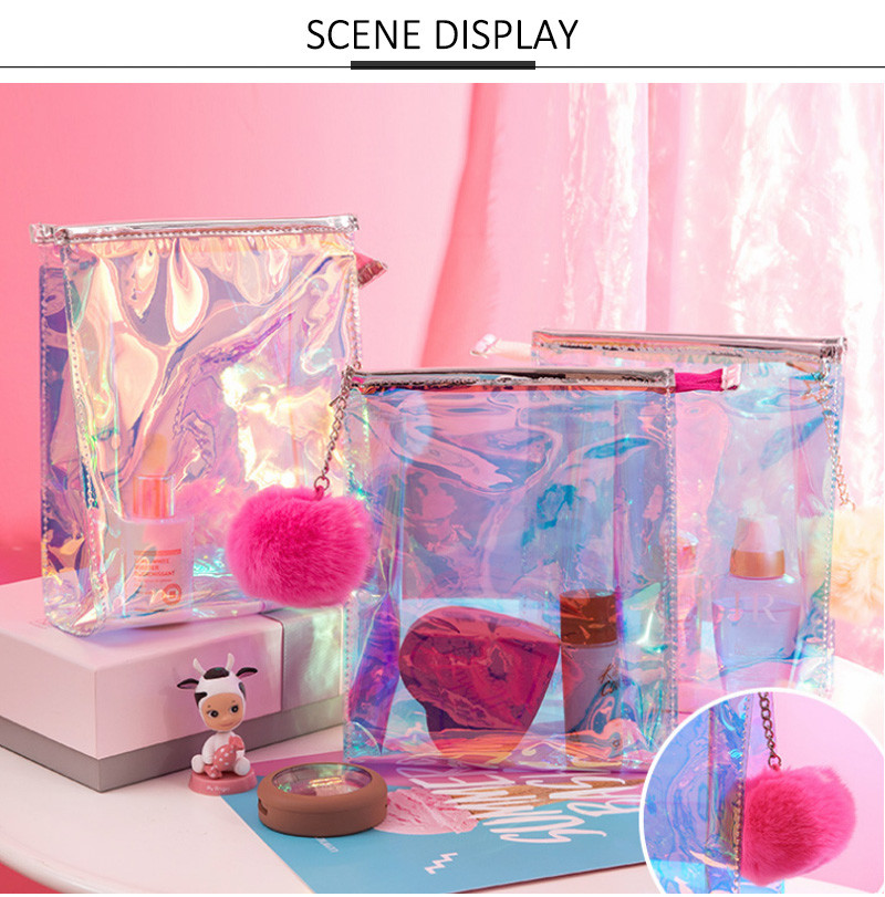 Laser Clear PVC Custom Logo Transparent Toiletry Wash Bag