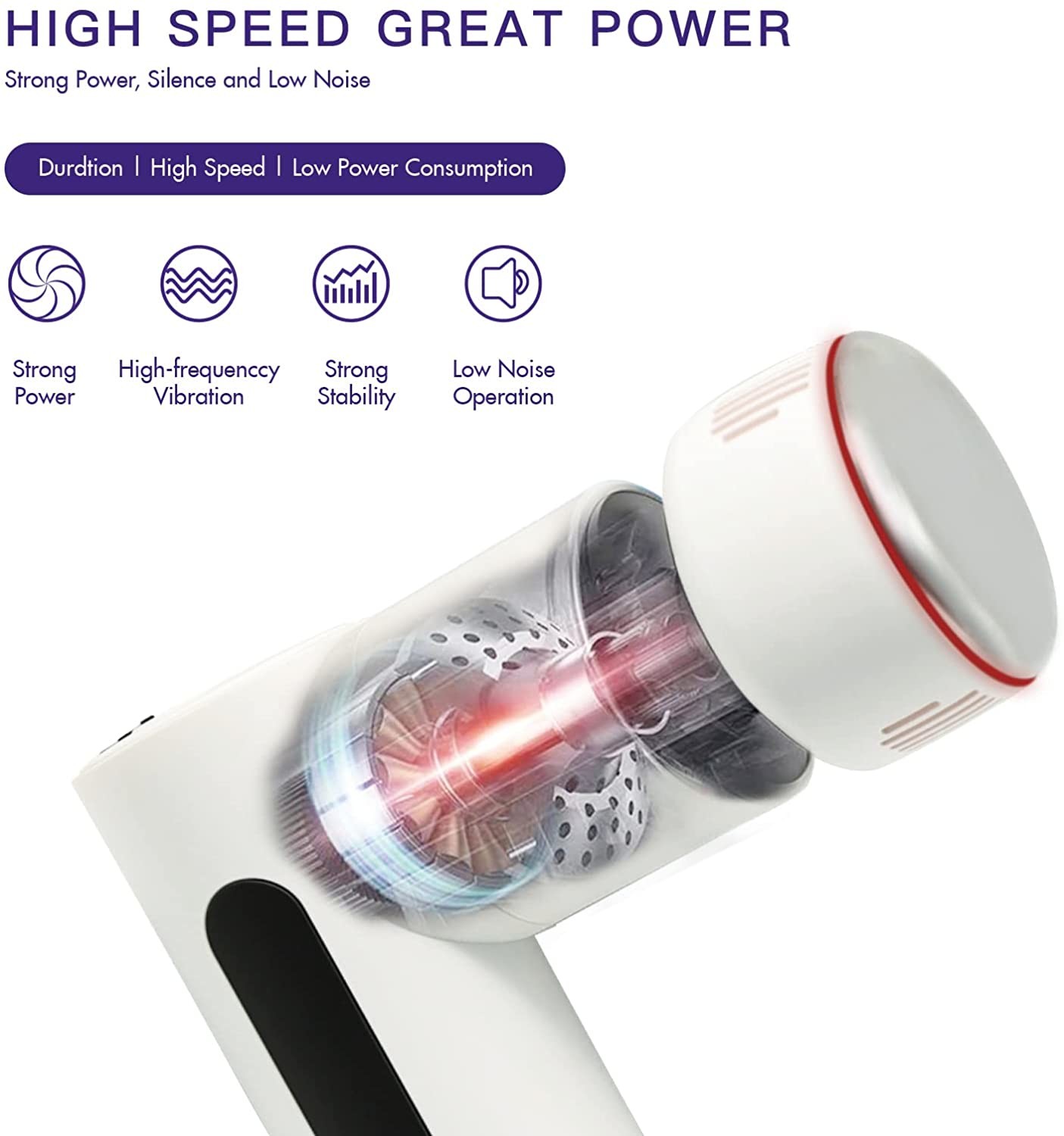 35 - 50dB Type C Charging Mini Massager Gun With Brushless Motor