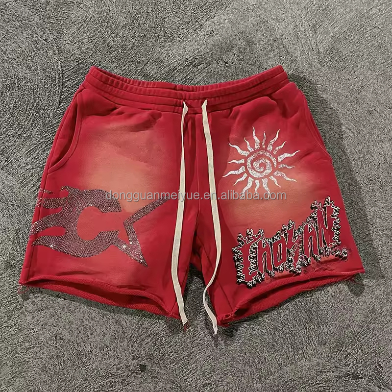 Anti Wrinkle Plus Size Rhinestone Shorts Vintage Mens Distressed Shorts Quick Dry