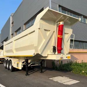 CIMC 4 axles 22/24/26/28/30 ft high strength and durable steel HYVA cylinder offer swift unloading end dump truck semi trailer