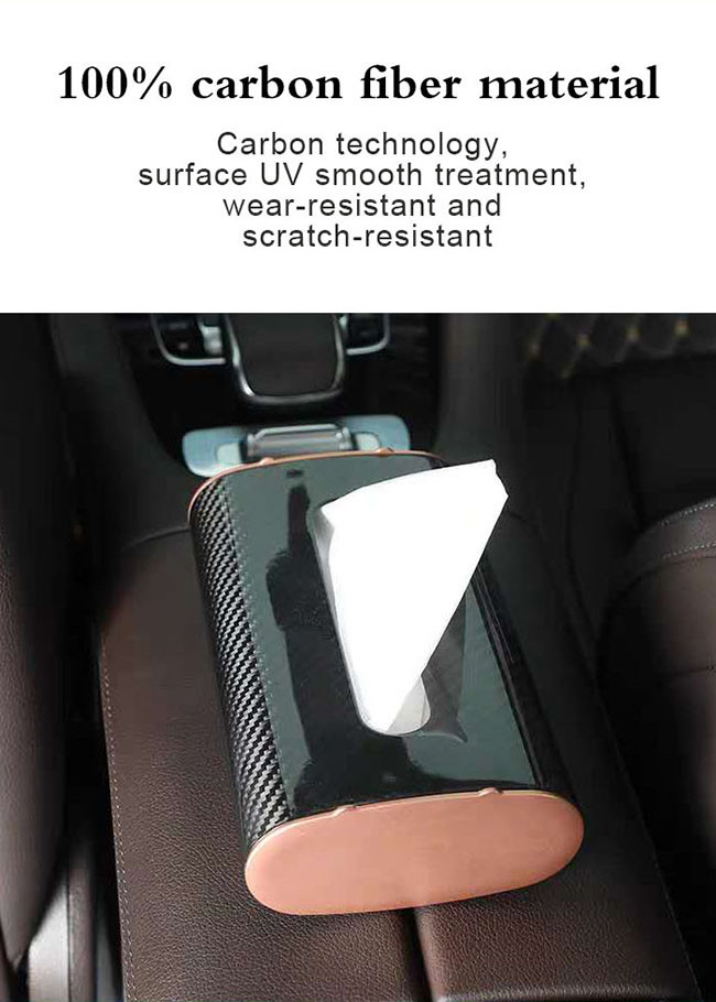 Luxury Home Anti Scratch Glossy Carbon Fiber Tissue Box