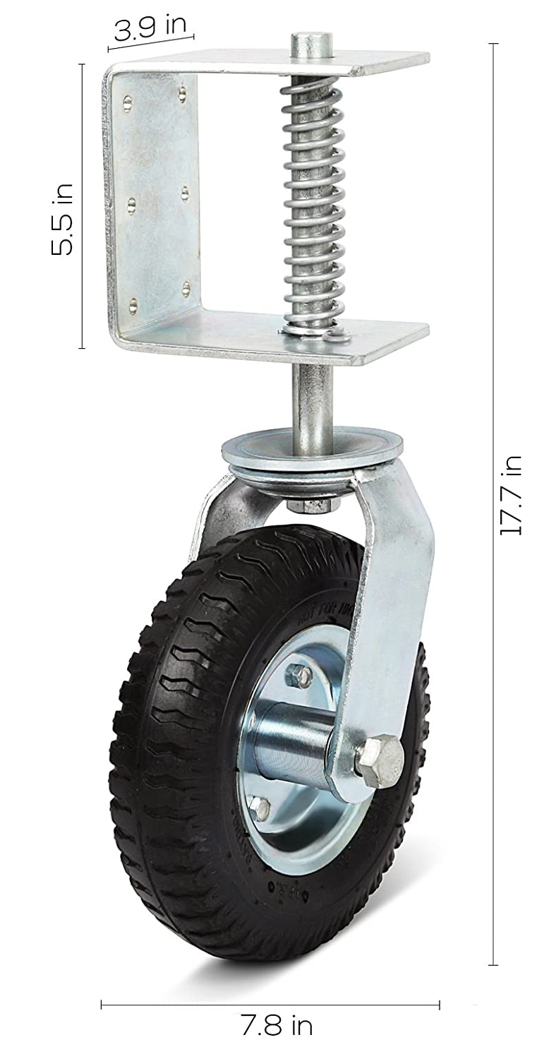 8-Inch Spring Gate Wheel 360 Degree Swivel Casters Kit Flat Free Tire And Suspension