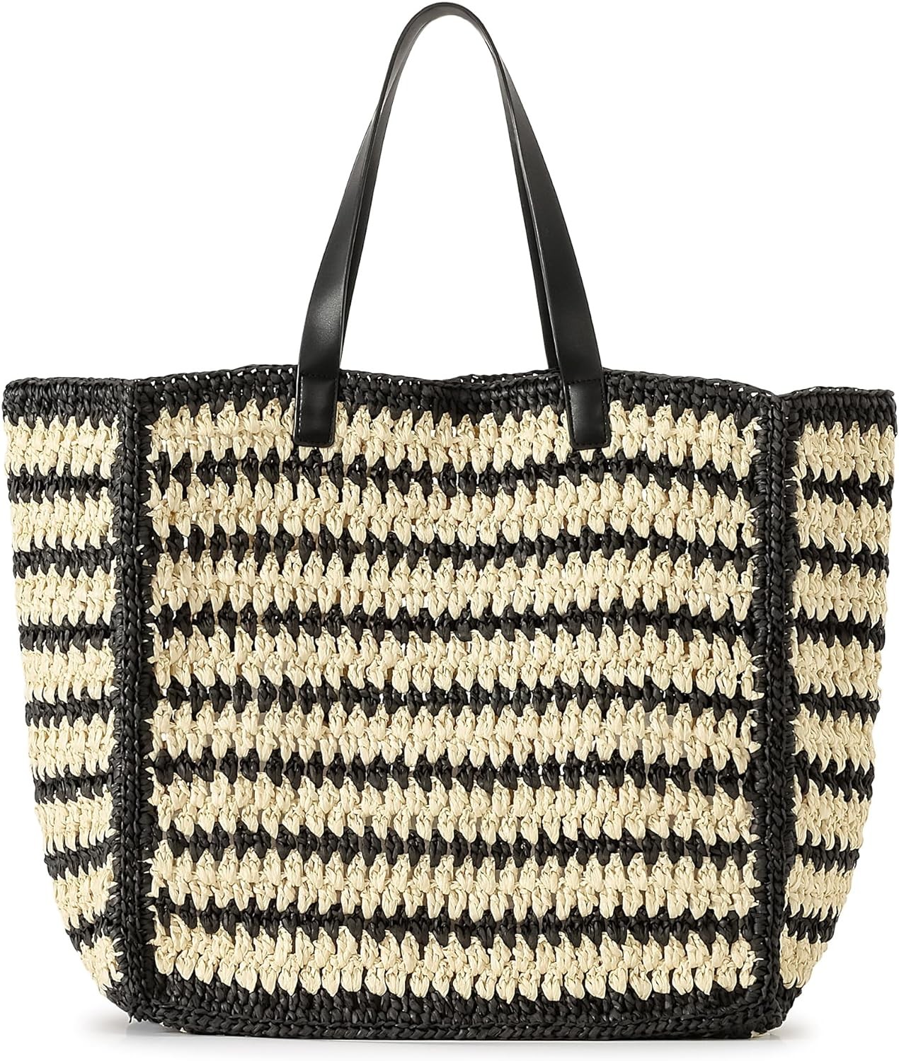 HERALD LARGE HANDMADE STRAW TOTE HANDBAG FOR WOMEN, SUMMER BEACH WEAVING CHIC WOVEN SHOULDER PURSE BAGS FOR TRAVEL