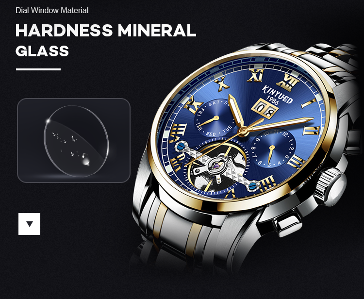 Modern Business Stainless Steel Skeleton Watch Hollow Out Case Back