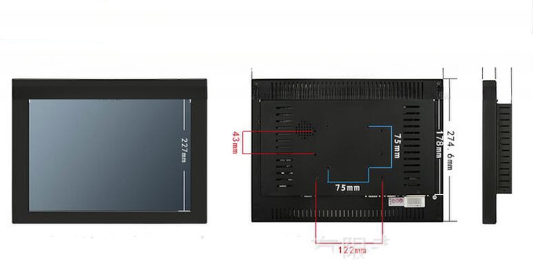 High Bright 12V 24V 15 Inch TFT LCD Industrial Metal Casing PLC HMI Resistive Touch Screen Monitor VGA DVI Display