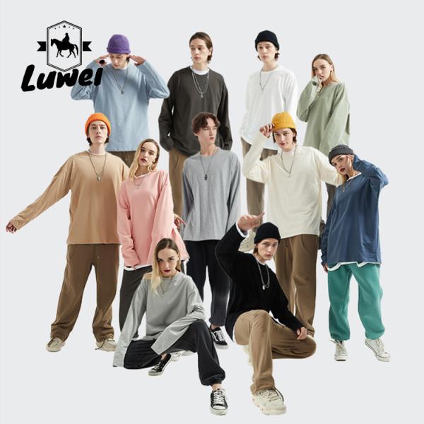 Manufacturer Washed Gym 230g Thickened Long-sleeved Round Neck 100% Cotton