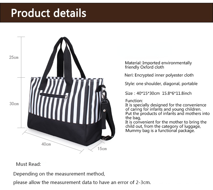 Solid 18L Mommy Diaper Bag Waterproof Shoulder Bags 40*15*30cm