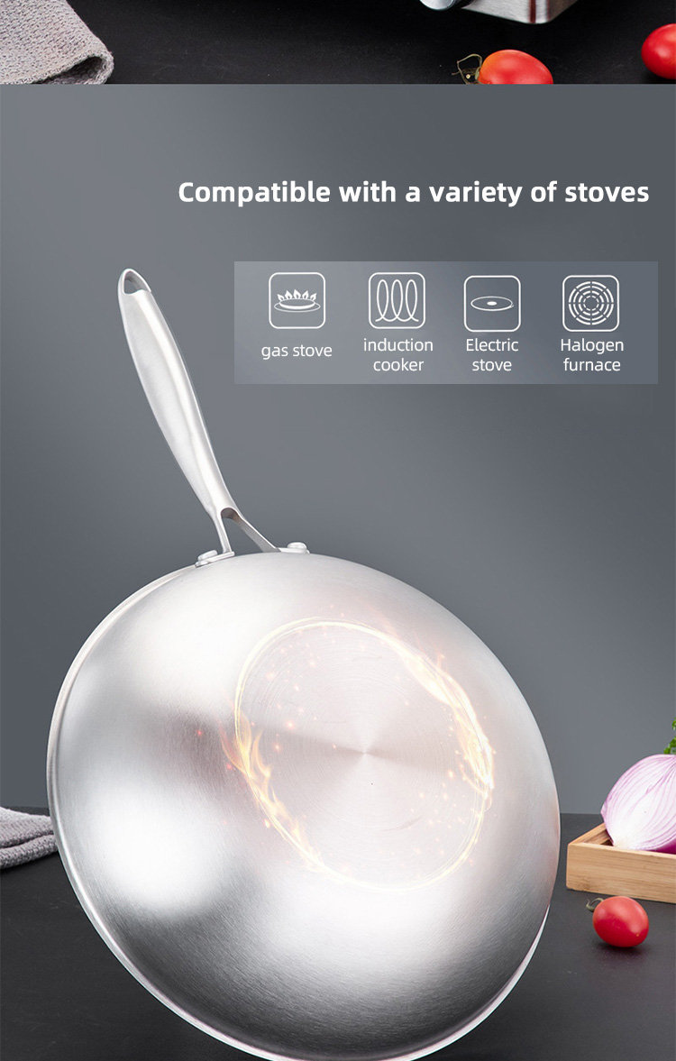 High Capacity Stovetop Frying Pan Kitchen Non Stick Stainless Steel