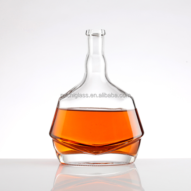 Customized Custom Make Brandy Vodka Glass Bottles with Cork in Latest Design