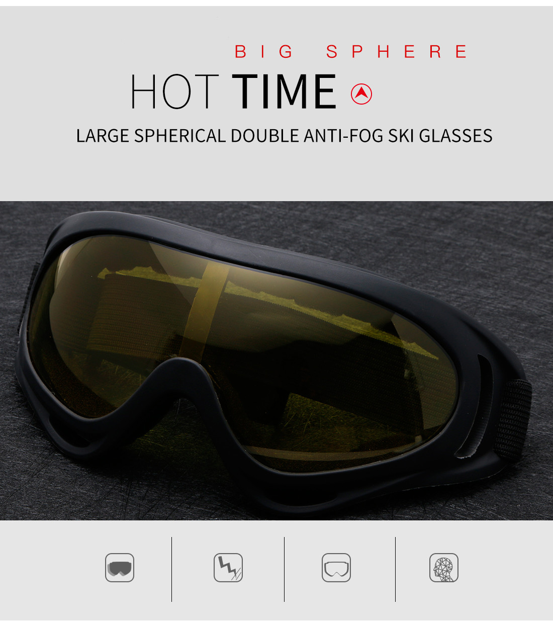 Ski Goggles Over Glasses Ski Snowboard Goggles Unisex 100% UV Protection