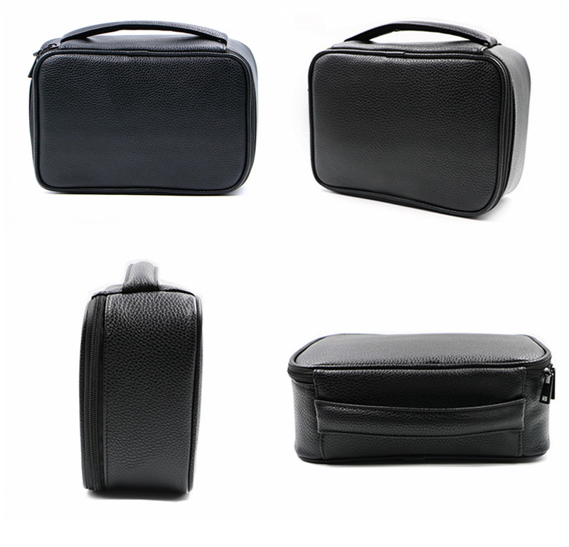 New Design Pure Color Waterproof PU Leather Makeup Wash Bag Fashion