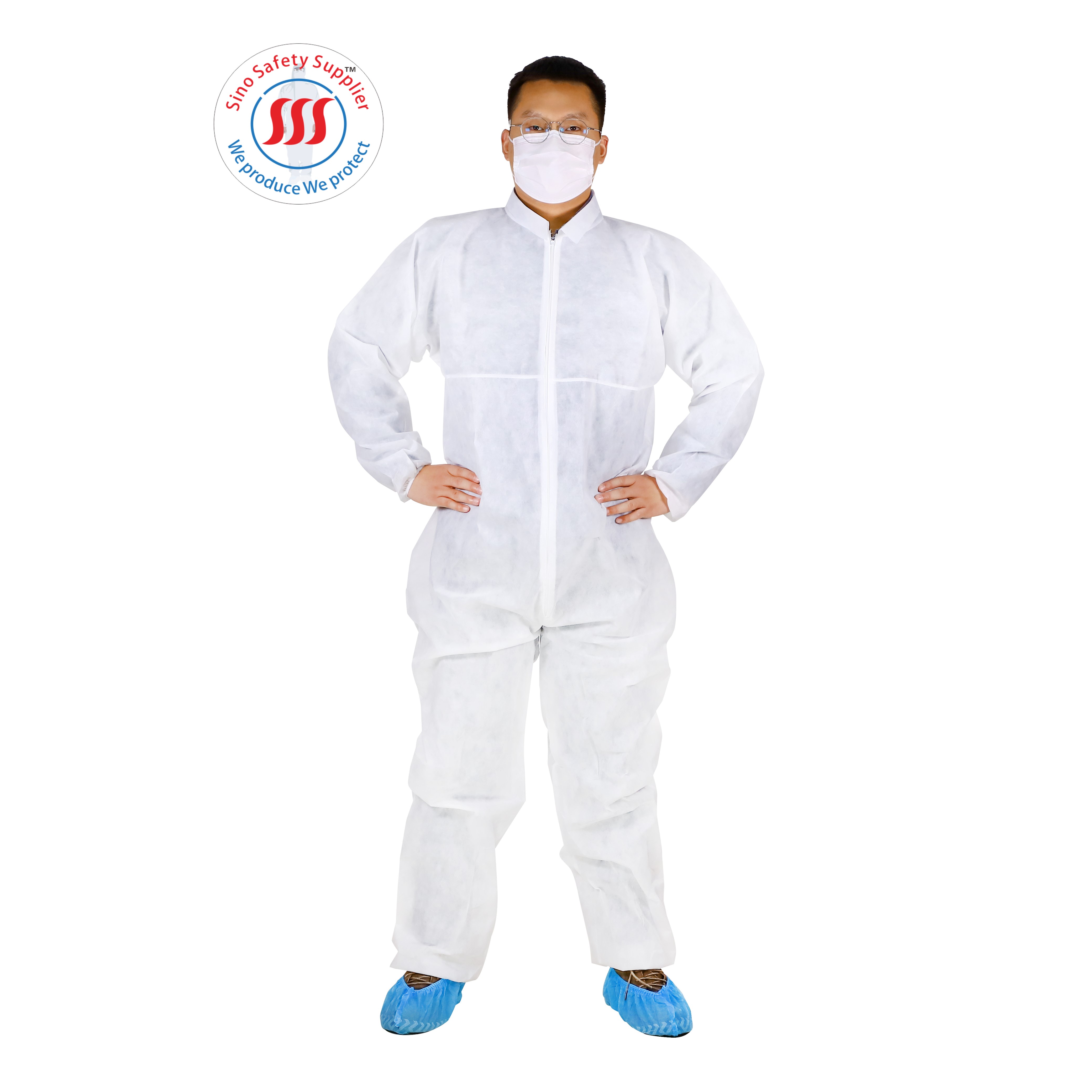 Uniform Non Woven Polypropylene Disposable Coverall One Piece With Hood