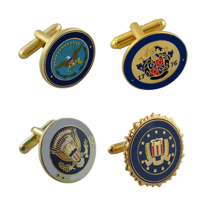 Personalised Mens Plain Gold Round Silver Love Knot Cufflinks